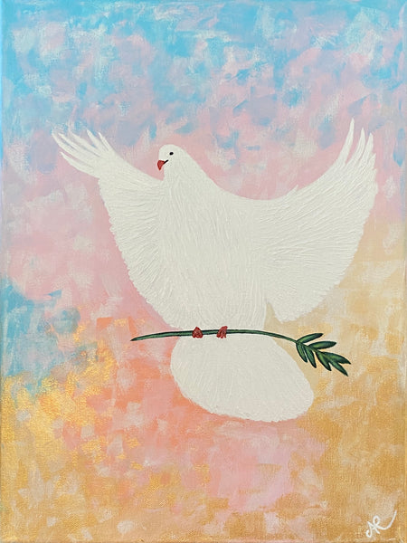 The Dove of Peace | Original Art Acrylic Painting, 16x12 inch canvas by Norma Abou-Rizk