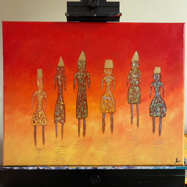 African Art | Original Art Acrylic Painting, 16x20 inch canvas by Norma Abou-Rizk