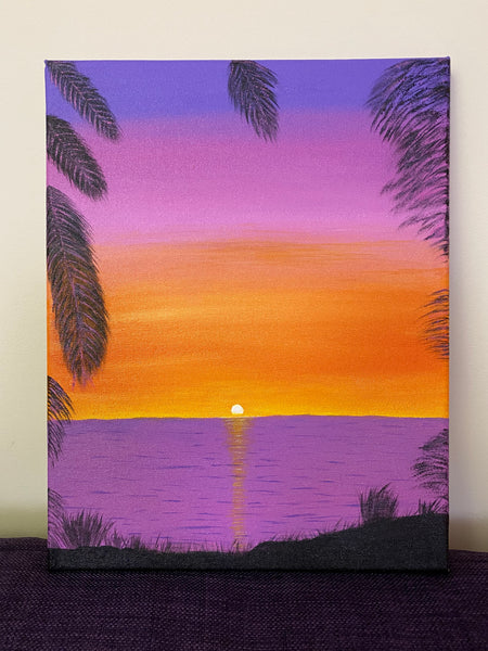 Purple Sunset | Original Art Acrylic Painting, 11x14 inch canvas by Norma Abou-Rizk