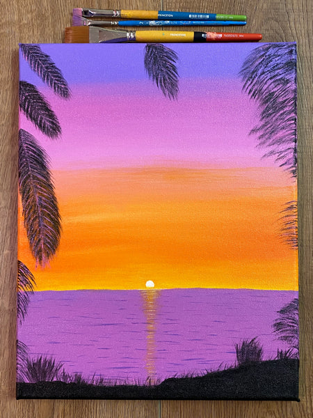 Purple Sunset | Original Art Acrylic Painting, 11x14 inch canvas by Norma Abou-Rizk