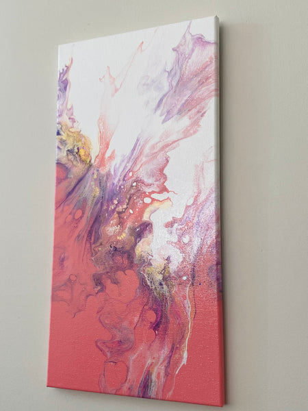 Pink Flow Abstract | Original Art Acrylic Painting, 10x20 inch canvas by Norma Abou-Rizk