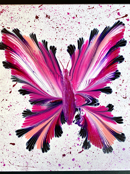 Pink Butterfly | Original Art Acrylic Painting, 10x10 inch canvas by Norma Abou-Rizk