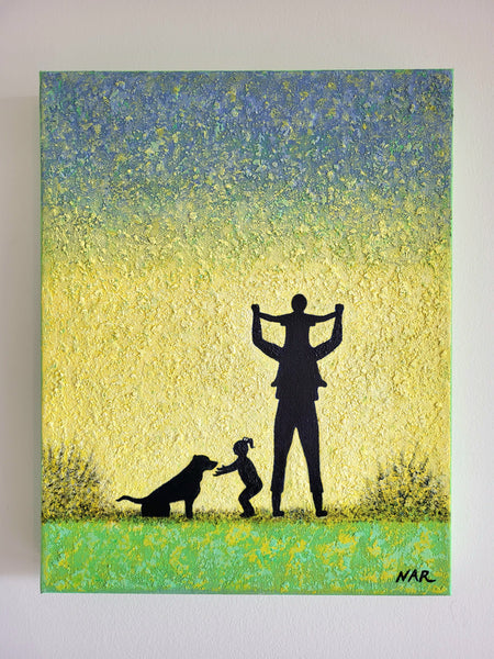 Together with Dad | Original Art Acrylic Painting, 11x14 inch canvas by Norma Abou-Rizk