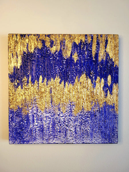 Golden Horizon | Original Art Acrylic Painting, 10x10 inch wood panel by Norma Abou-Rizk