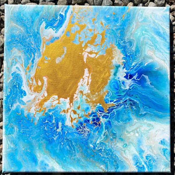 Ocean Waves | Original Art Acrylic Painting, 10x10 inch canvas by Norma Abou-Rizk