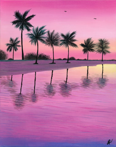 Calm at Sunset | Original Art Acrylic Painting, 16x20 inch canvas by Norma Abou-Rizk