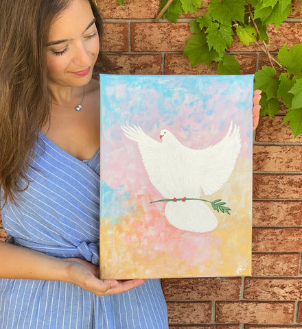 The Dove of Peace | Original Art Acrylic Painting, 16x12 inch canvas by Norma Abou-Rizk