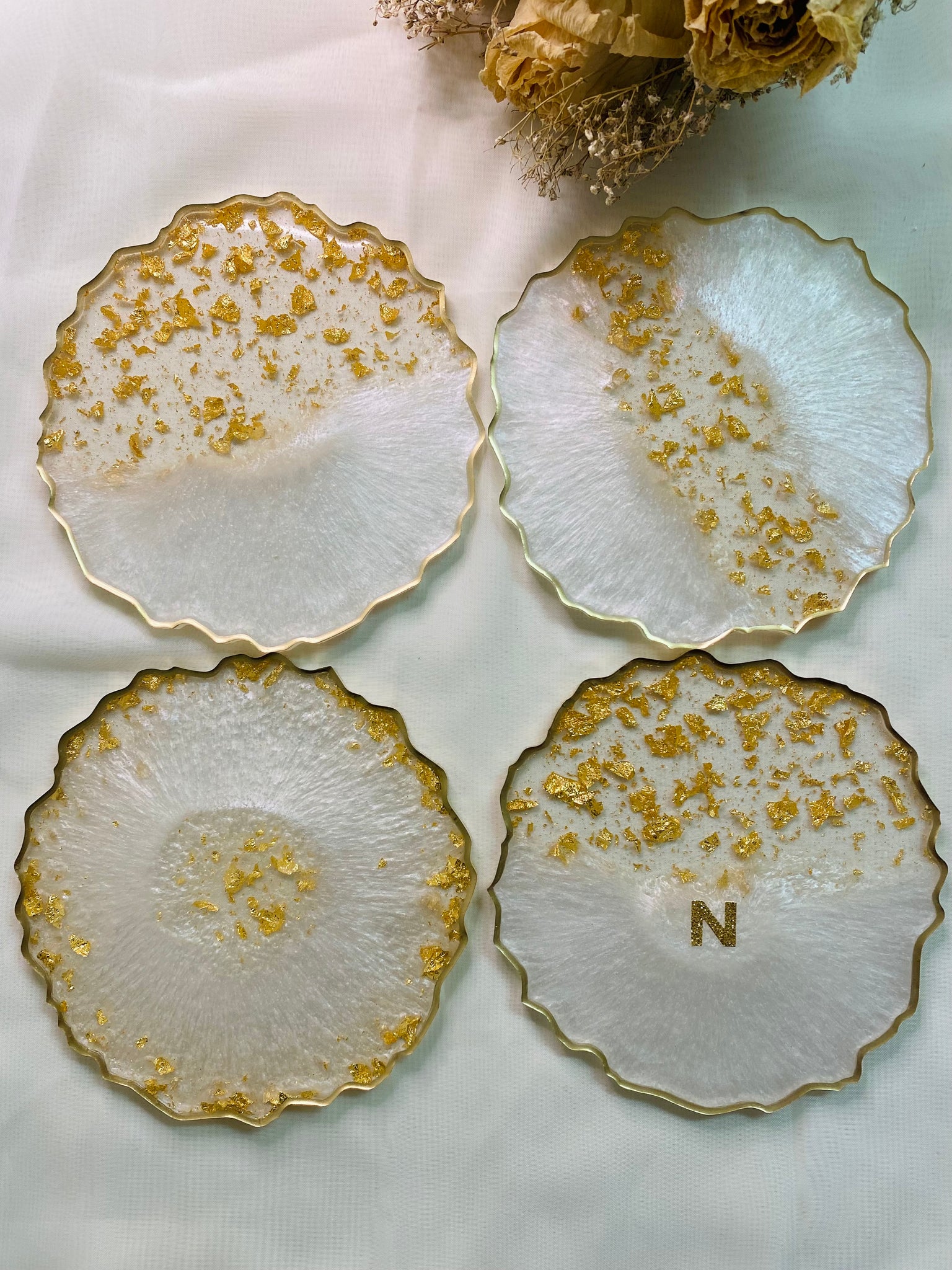 White and Gold Coasters