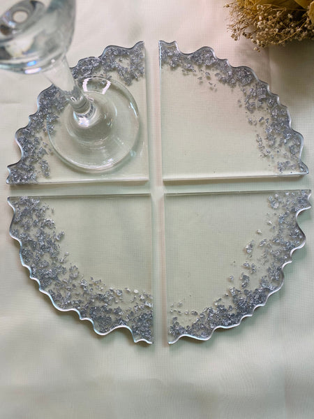 Clear Silver Coasters