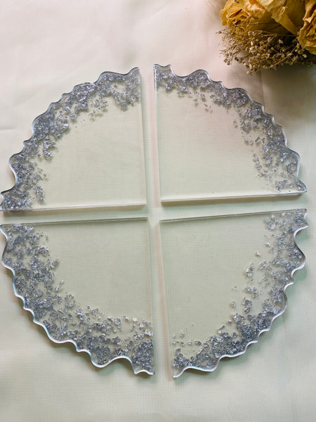Clear Silver Coasters
