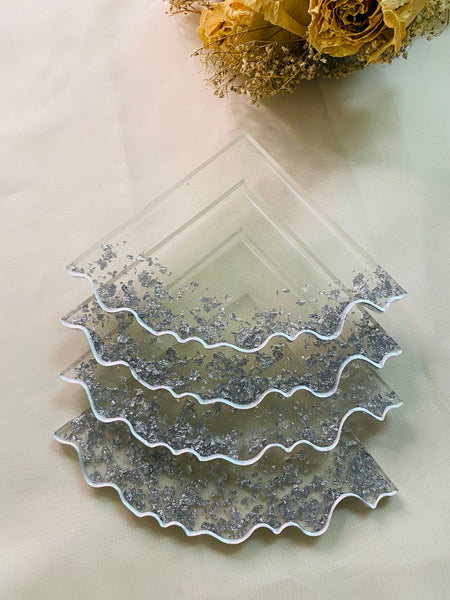 Clear Silver Coasters