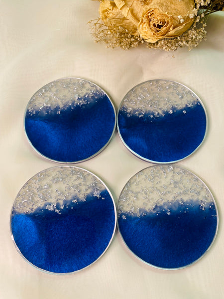 Ocean Blue and Gold Coasters
