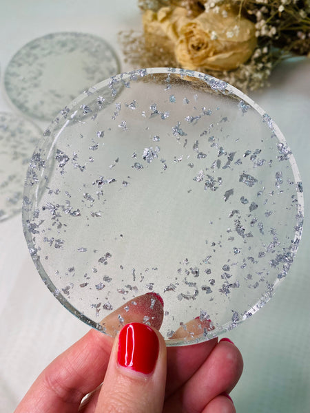 Clear Silver Coasters