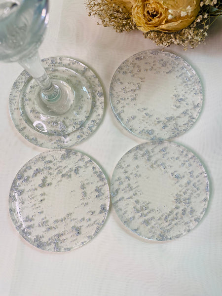 Clear Silver Coasters