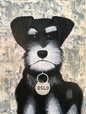 Oslo the Shnauzer, Dog painting | Original Art Acrylic Painting, 8x10 inch canvas by Norma Abou-Rizk