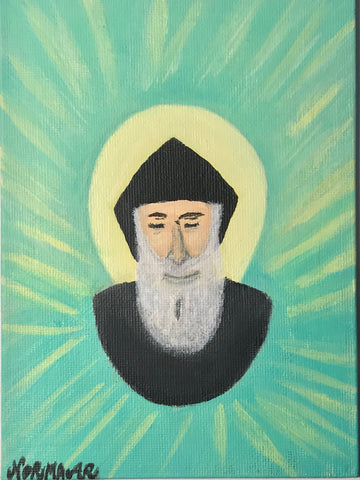 Saint Charbel (Mar Charbel) | Original Art Acrylic Painting by Norma Abou-Rizk