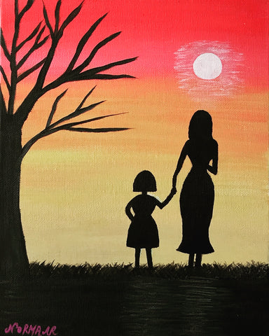 Motherhood | Original Art Acrylic Painting, 8x10 inch canvas by Norma Abou-Rizk