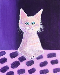 The Purple Cat | Original Art Acrylic Painting, 8x10 inch canvas by Norma Abou-Rizk