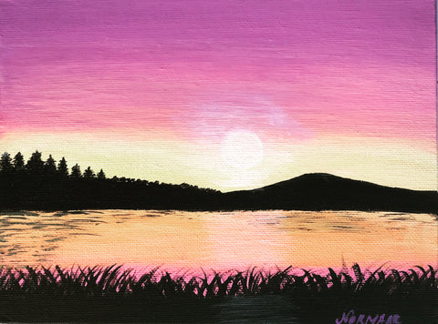 Pink Sunset | Original Art Acrylic Painting by Norma Abou-Rizk