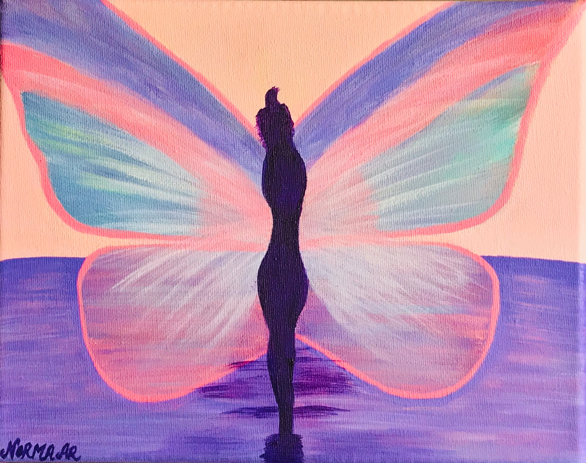 The Butterfly | Original Art Acrylic Painting, 8x10 inch canvas by Norma Abou-Rizk