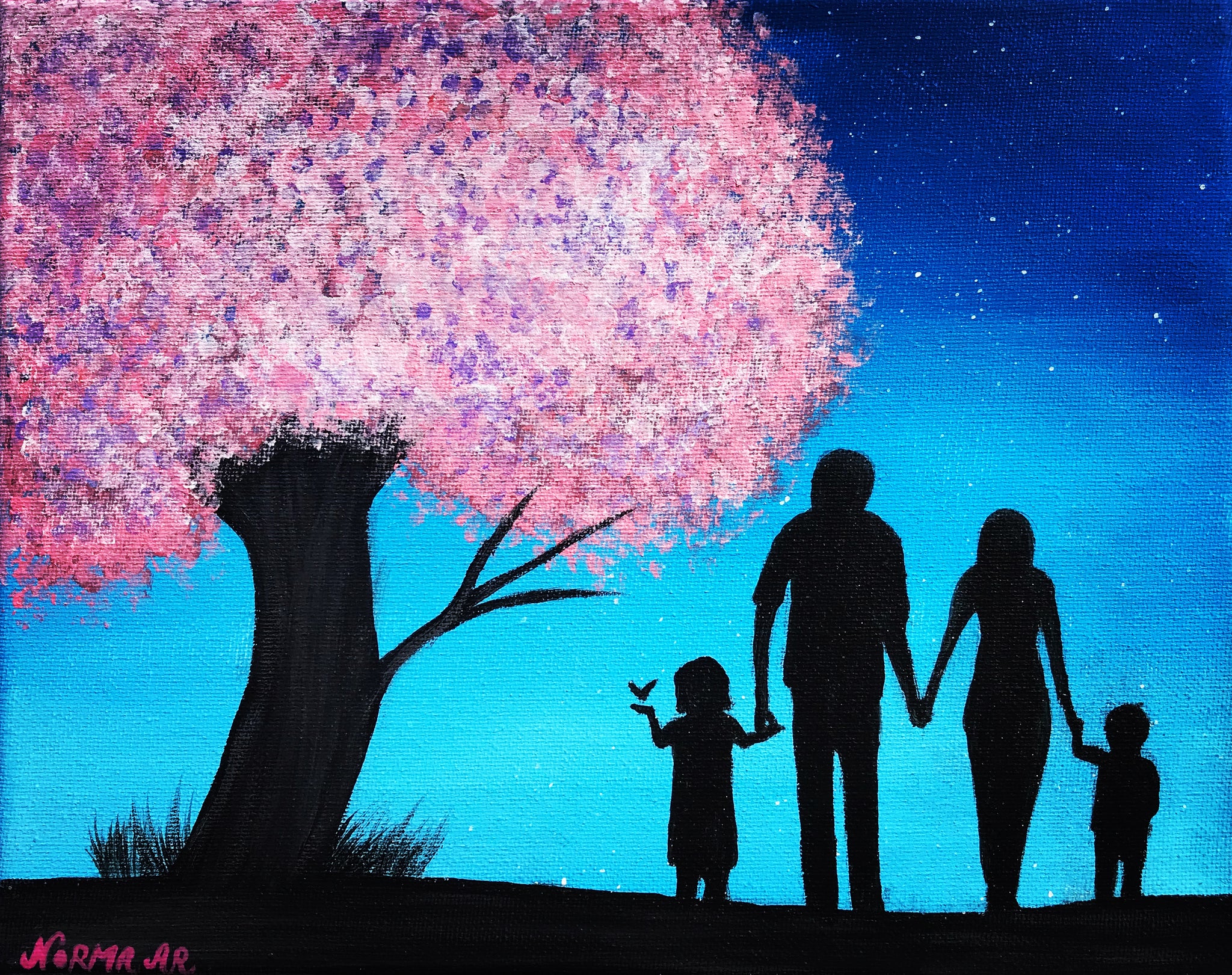Family Love | Original Art Acrylic Painting, 8x10 inch canvas by Norma Abou-Rizk