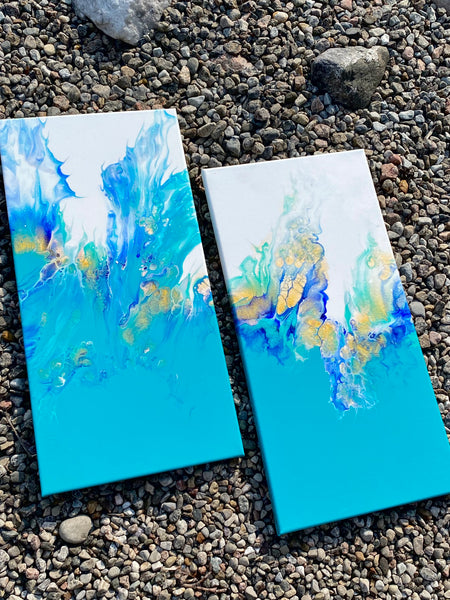 Ocean Dive | Original Art Acrylic Painting, diptych set by Norma Abou-Rizk
