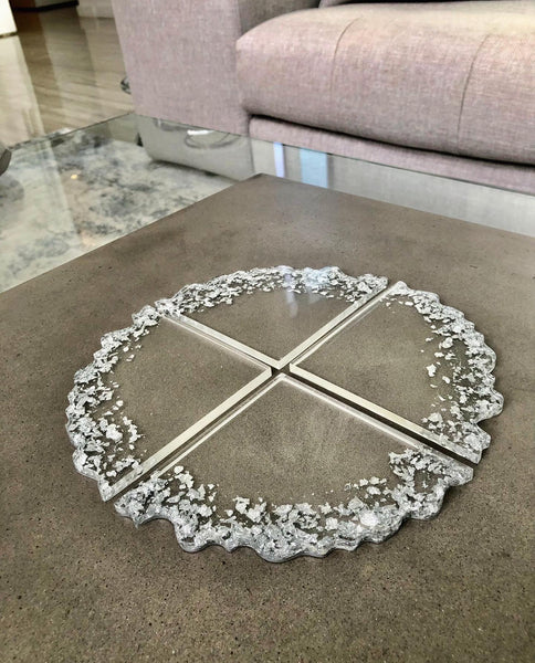 Clear Silver Coasters