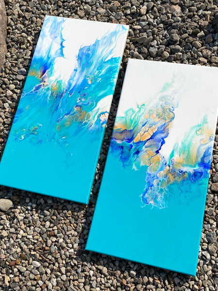 Ocean Dive | Original Art Acrylic Painting, diptych set by Norma Abou-Rizk