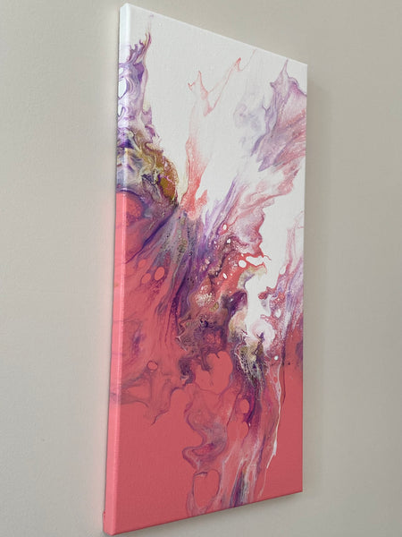 Pink Flow Abstract | Original Art Acrylic Painting, 10x20 inch canvas by Norma Abou-Rizk